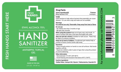 59 mL Label (2oz 59.147 mL  Gel Label Sarasota Fda)